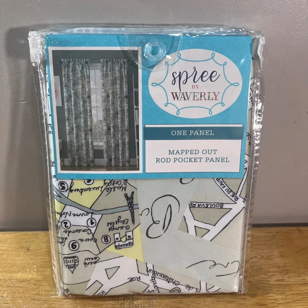 Spree by Waverly Mapped Out Curtain Panel 42x84 Multi Paris Map Rod Pocket